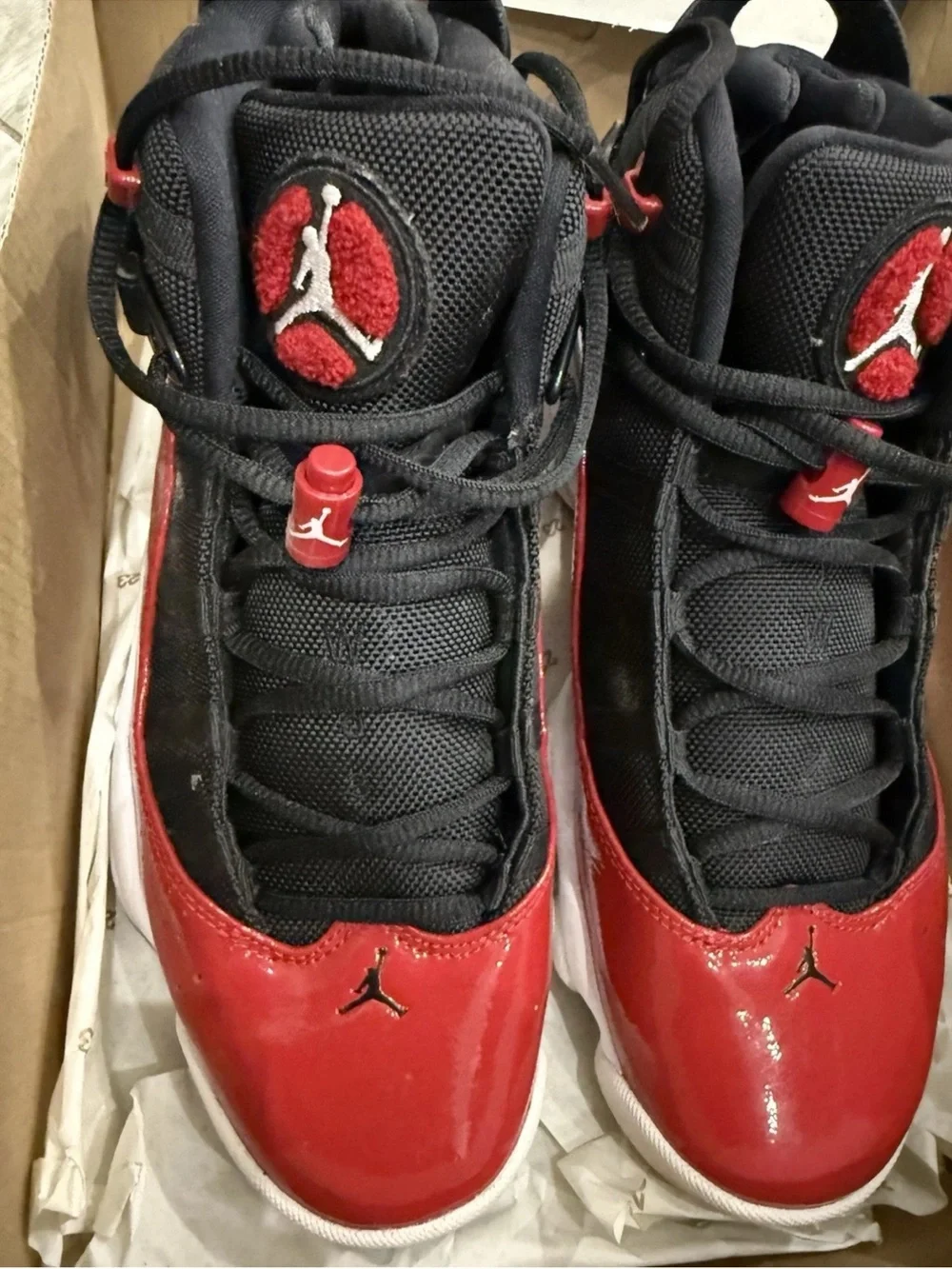 Jordan 6 Rings Black, White & Gym Red Sneakers